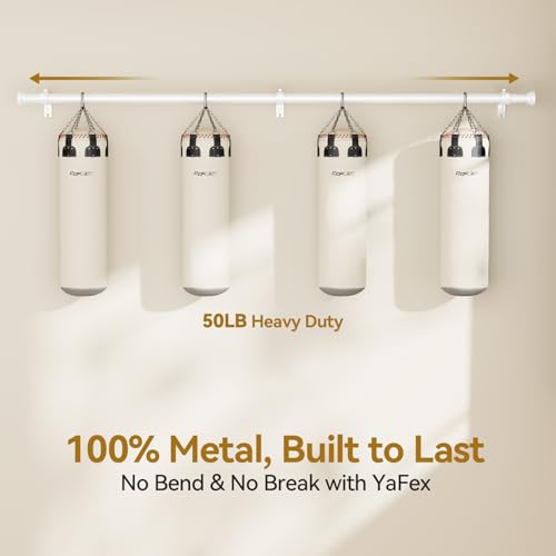 Image of YaFex Curtain Rods 32-170 Inch, Heavy Duty 1 Inch Adjustable Curtain Rod for Windows, White Extra Long Window Treatment Rods, Modern Design, Easy Installation