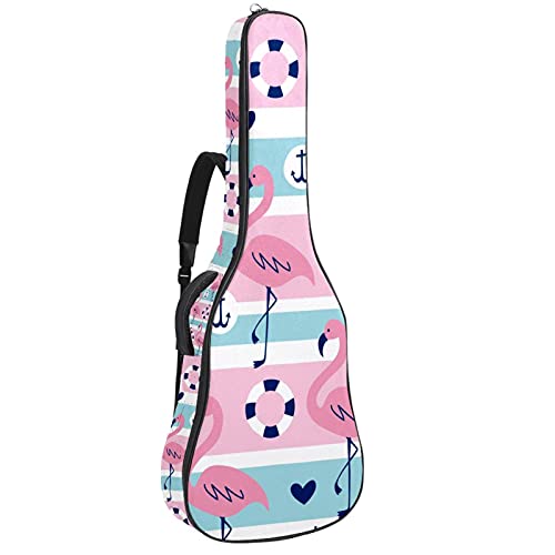 Housse de guitare acoustique 106 cm rembourrée à motif flamant rose