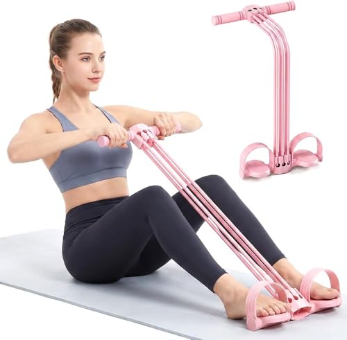 6-Rohr-Pedal-Widerstandsband 2026 Neu Widerstandsbänder mit Griff Sit-Up Trainingsgerät Einstellbarer Pedal Resistance Bands with Handles Bauchtrainer für Zuhause für Yoga Training (Rosa)