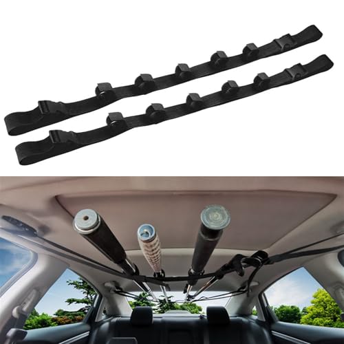 Nansitor Car Fishing Rod Holder for SUV, Fishing Pole Holder Roof Rack Inside, 5 Rod Capacity, Heavy Duty Nylon Adjustable 30-54 Inch, Fishing Pole Hanger Straps for SUV/Wagons/Van/Jeep/Truck