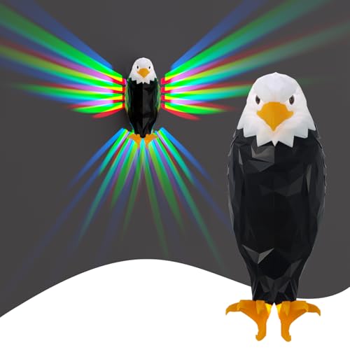 Chamese Bald Eagle Wall Light, American Eagle Night Light with Remote Control, Magnetic Wall Mounted Eagle Lamp for Bedroom, Living Room, Hallway (Multicolor, Large)