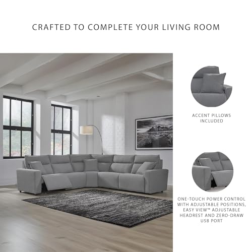 Image of Signature Design by Ashley 5-Piece Power Reclining Sectional, Gray