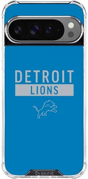 Skinit Clear Phone Case Compatible with Google Pixel 10 Pro XL - Officially Licensed NFL Detroit Lions Black & White Design