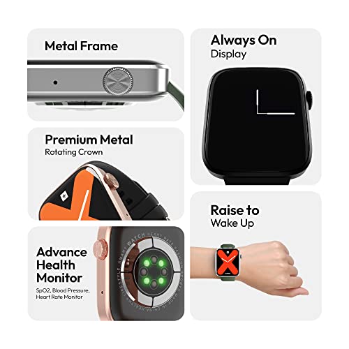Image of DialFit Pro Max Bluetooth Calling Smart Watch,Largest 1.91 inch Bezel-less Edge-to-Edge Display,600 Nits Brightness, Sleek Metallic Body, Wireless Charging, Health Suite (Gun Black Strap, Big Size)