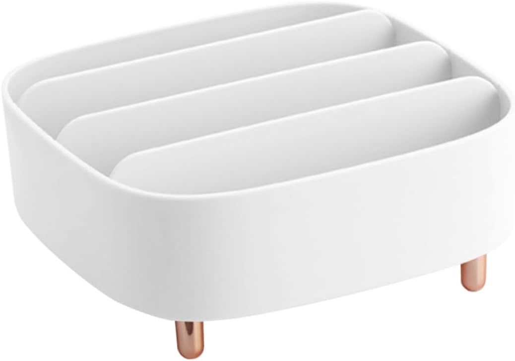 Multipurpose Sundries Organizer Box White Desktop Storage Case for Cosmetics and Makeup with Multiple Compartments Compact Home and Office Storage