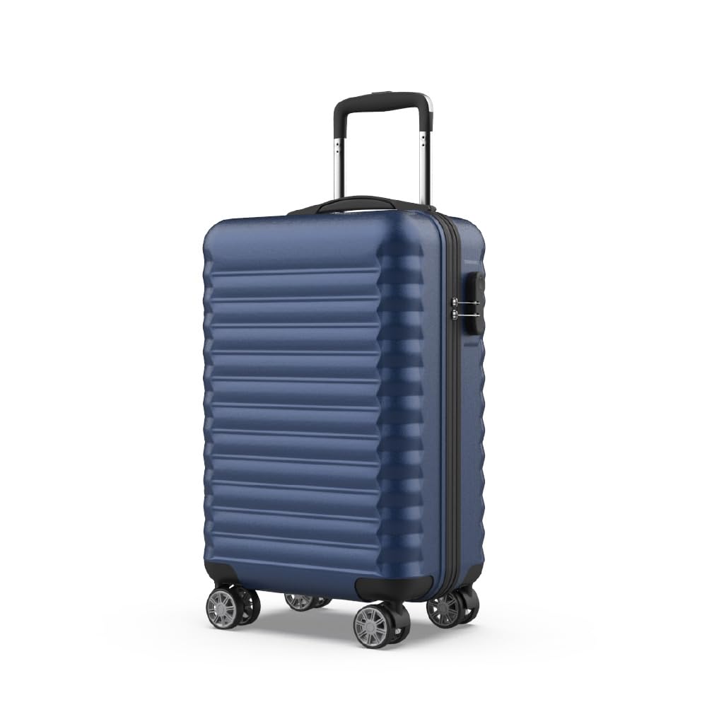 NUMADA - Maleta de Cabina Upfly 20' ABS (53x33,​5x22cm) con Cierre de Combinación y 4 Ruedas Dobles 360. Maleta de Mano Rígida Resistente, Ligera con Interior Compartimentado | Azul Marino