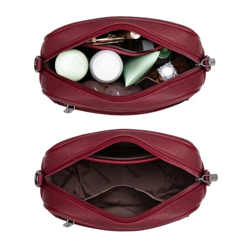 Image of Montana West Crossbody Bags for Women Cow Print Purse Triple Zip Shoulder Handbags with Wide Strap