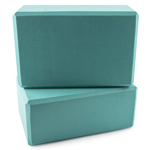 Peace Yoga Foam Exercise Blocks Turquoise [9” x 6” x 4”] (2 Pack)