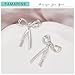 FAMARINE Silver Bow Earrings for Women Big Bow Dangle Drop Earrings Classic Earrings