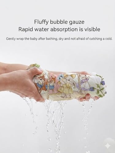 Image of Kassy Pop Printed 6 Layer Bamboo Muslin Blanket Cum Swaddling Towel for Baby | 70% Bamboo, 30% Cotton | AC Quilt, Multi-Purpose Blanket | Multicolor Print (110cm x 110cm)