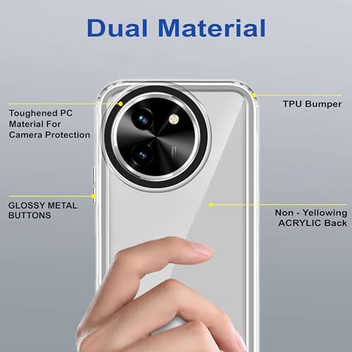 Image of Zapcase Back Case Cover for Vivo Y200i 5G | Compatible for Vivo Y200i 5G Back Cover | Case Cover with Camera Protection | (TPU + PC | Transparent)