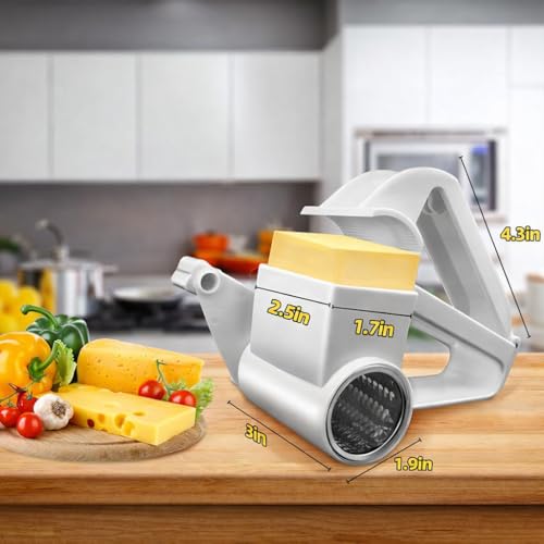 Rallador manual giratorio con tambor acero inoxidable blanco miniatura 6