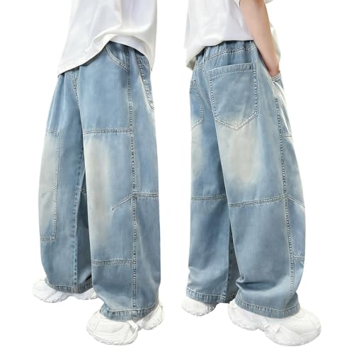 Jean stretch garçon coupe droite avec poches et taille élastique