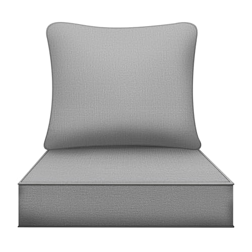 Image of Art Leon Waterproof Outdoor Seat Cushion 24 inchx 24 inch 30D High Density Foam Patio Chair Cushions with Non-Slip Backing Patio Cushions for Patio Furniture Porch Swing Garden Bench Camping Stadium Grey