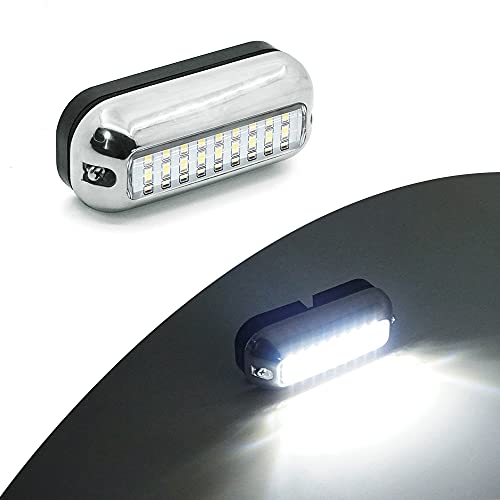Marine Boat Underwater Lights DC 10-30V Waterproof Stainless Steel Light, 27 LEDs 316 Steel, IP68, Surface Mount Designed for Fishing-boat Cruise Ships, Yachts, Sailboat, Pontoon, (White,1 Pack)