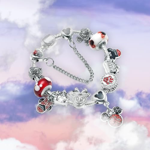 Cartoon Mouse Charms Bracelet, Silver Plated Anti-Tarnish Alloy, 20CM, SHAPER6813594129444