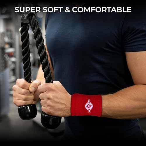 Image of Nivia Sweatband for Men & Women, Wristbands for Tennis, Basketball, Running, Sweat Band for Gym & Athletes (Large, Red)