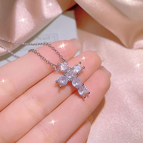 Collier en argent avec pendentif long en pierre de zircon cubique brillant pour femme