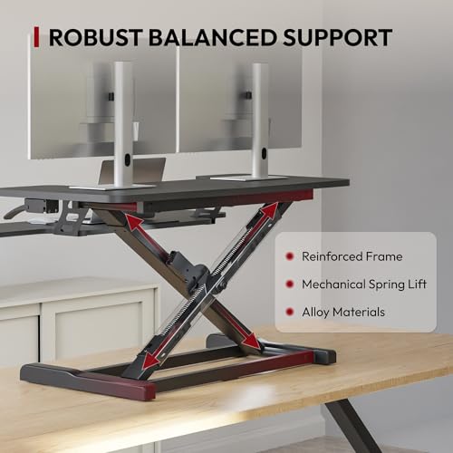 SANODESK 36" Spring-Lift Standing Desk Converter with Dual-Monitor Keyboard Tray — view 4
