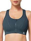 Yvette Zip Front Sports Bra - High Impact Sports Bras for Women Plus Size Workout Fitness...