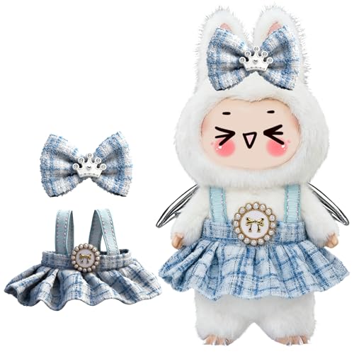 Image of Clothes for LABUBU 6.7inch (17cm) Doll, Cute Outfit Small Dress and Hairpin, Dress Up, Accessories (No Doll) (Blue)