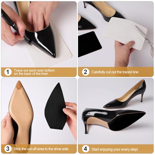 Image of Shoe Sole Protector, 4 Pcs Self Adhesive Shoe Bottom Protector for High Heels, Silicone Anti Slip Shoe Grips on Bottom of Shoes, Sole Guard Non Slip Pads for Shoes