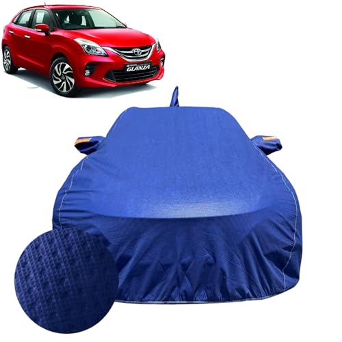 Image of Car Cover for Toyota Glanza (2019-2021) | 100% Waterproof Cover with Antenna & Reflective Mirror Pockets | Dustproof, Scratchproof, Heatproof Glanza Car Cover |Soft Cotton Lining| Blue