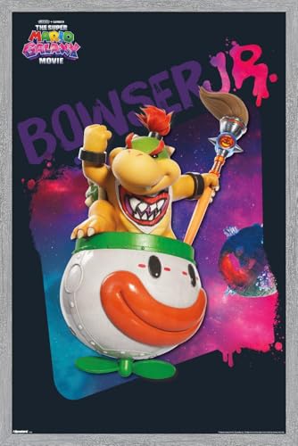 Trends International Nintendo The Super Mario Galaxy Movie (2026) - Bowser Jr. Neon Wall Poster, 22.4L x 14.7W, Gray Framed Version