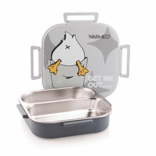 Image of WARMEO Jerry Insulated Lunch Box with Two Compartment BPA Free, Kids Lunch Box,Food Grade Ideal for School, Picnic, Office & Outdoor - 500ml Duck, Stainless Steel