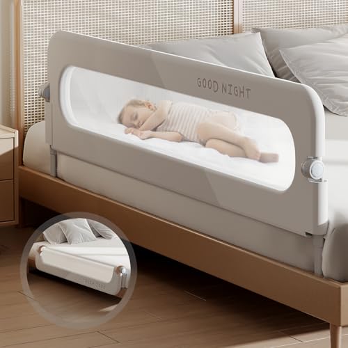 Image of strenkitech Foldable Toddler Bed Rails - Kids Guard Bumper for Crib Safe Bed Side Rail for Twin Queen King Full Size Beds（48inch）
