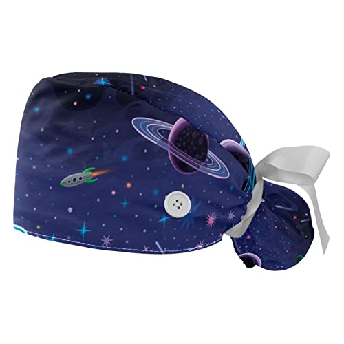 Casquettes de travail ajustables JDEZ contre la transpiration - 2 chapeaux bouffants espace