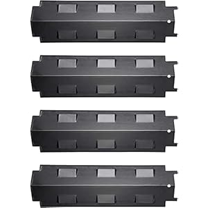 Unicook Grill Heat Plates 14 5/8″L, Grill Burner Covers Replacement 4 Pack, Gas Grill Parts Heat Tent, Heavy Duty Porcelain Flame Deflector, Flavorizer Bars for Charbroil, Kenmore, Brinkmann and More