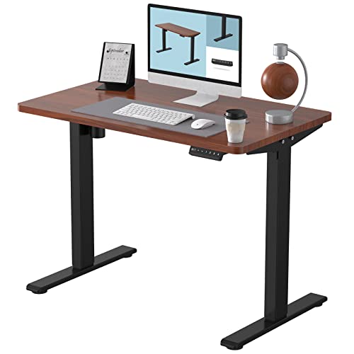 FLEXISPOT 電動式スタンディングデスク(幅120×奥行60,メモリー機能付き) 昇降デスク 高さ調節デスク パソコンデスク 人間工学 ゲーミングデスク EF1 セット (足(黒)+天板(マホガニー), 100*60)