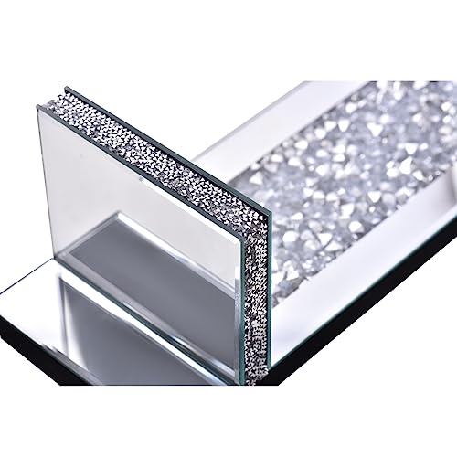 Aeveco Crystal Crush Diamond verspiegelte Kerzenleuchter, silberfarben, Wandkerzenhalter, 2er-Set, Wanddekoration für Wohnzimmer, Esszimmer (Rechteck (Stil 4))