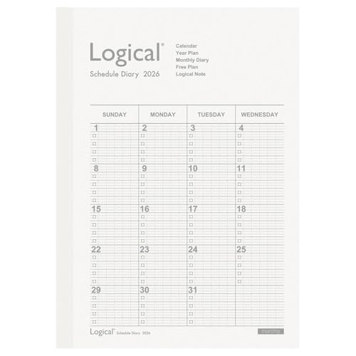 【2026年度版 手帳】 ナカバヤシ ロジカルダイアリー2026月間ノートタイプA／A5／ホワイト NS-A502-26AW【PT1】のサムネイル