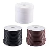Fashewelry 32.8 Yards 2mm Hollow Pipe Tubing Rubber Cord with 1mm Hole 3 Colors Soft Jewelry Cord Cover Memory Wire for Knitting DIY Craft Beading Necklaces Bracelet White Black Brown