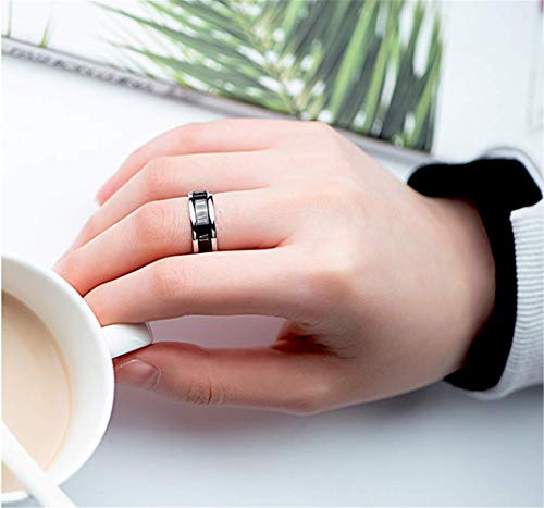 Image of PAURO Unisex Stainless Steel Roman Numerals Spin Worry Ring for Anxiety
