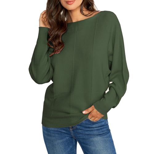 Ckikiou Women Cute Spring Fall Boatneck Batwing...