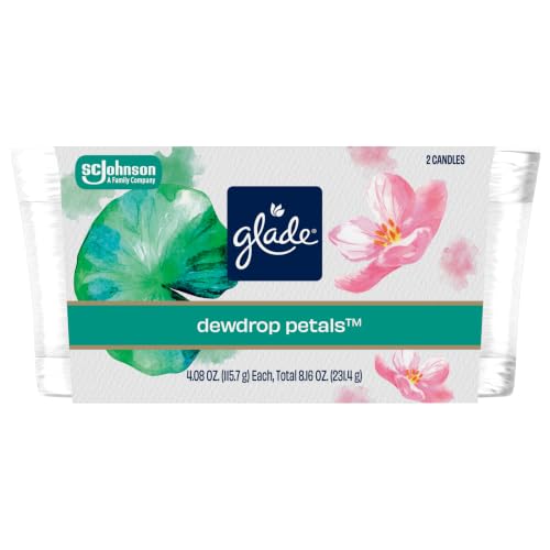 Glade 1-Wick Scented Candle Jar, Dewdrop Petals, 2 Count - image 1
