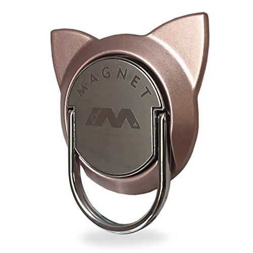 Finger Ring for Magnetic Car Mount,Metal Cell Phone Finger Holder Stand, Pop 360 Rotation Cat Shape Grip Socket Kickstand for iPhone X 7 8 Plus 6 6S SE, Samsung Galaxy Note 8 S8 S7 Tablet (Rose Gold)