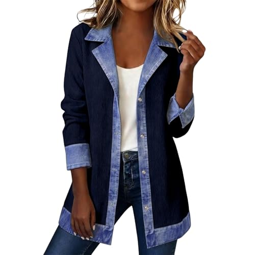 LVOFTJU Denim Outfit,Denim Blazer For Women Corduroy Shirts 2026 Oversized