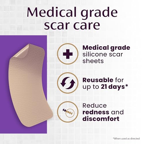 mederma medical grade silicone scar sheets - improves appearance of old amp new scars from injury burn amp surgery breathable amp flexible 4 count
