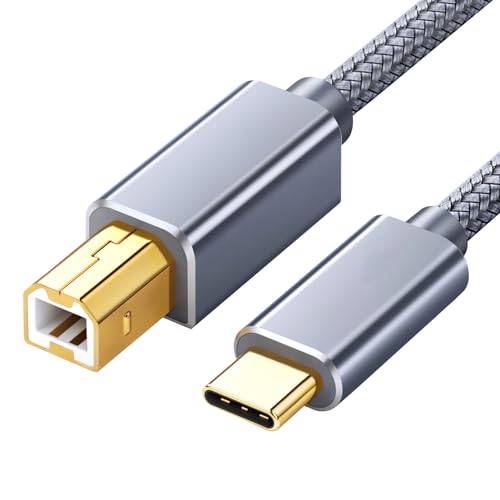 USB B to USB C Printer Cable 3M Braided High Speed Type C to USB 2.0 Type B Printer Scanner MIDI Cable Compatible with HP, Epson, Brother, Lexmark, Samsung, Cannon and all other USB Type C/B devices
