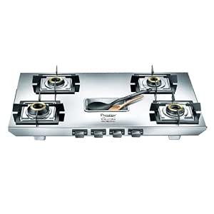 Prestige Stellora Stainless Steel L.P. Gas Stove (With Stainless Steel Body and 4 Unit Brass Burners)