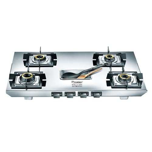 Image of Prestige Stellora Stainless Steel L.P. Gas Stove (With Stainless Steel Body and 4 Unit Brass Burners)
