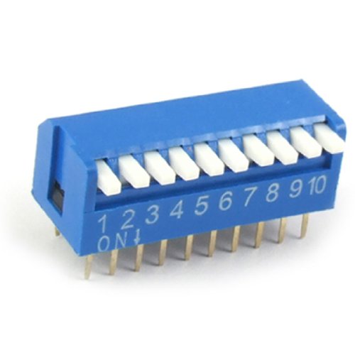 Commutateur DIP pas 2.54mm piano type bleu 10 positions pour montage de haute précision