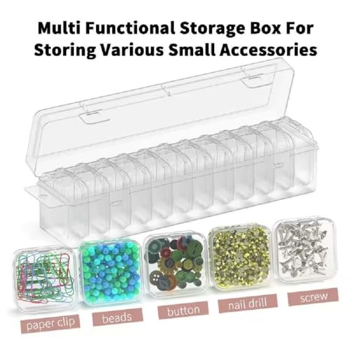 Image of Transparent Jewellery & Accessories Storage Box with Removable Compartments - Multi-Grid Plastic Organizer Case for Earrings, Beads, Rings, Craft Supplies and Small Items Storage (12 box)