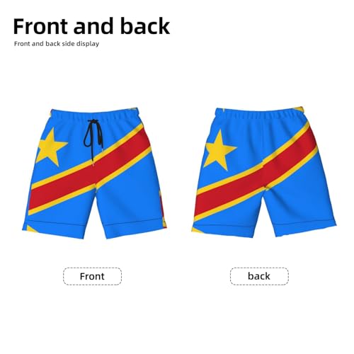 Flag of The Congo Youth Beach Pants, Soft and Breathable, with Drawstring Waist, Suitable for Sports and Leisure.2