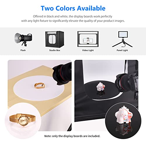 Neewer 12”/30Cm Photography Display Boards, Non-Reflective And Reflective Black And White Round Photography Background Boards For Product Table Top Photography Shooting #TOP1