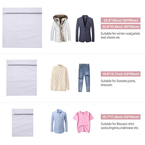 SYGY 2Pcs Mesh Laundry Bag with Premium Zipper for Washing Machine & Dryer, Travel Storage Organization Bag, Clothing Wash Bags for Lingerie, Bra, Blouse, Bed Sheet, Stocking (1M & 1L)